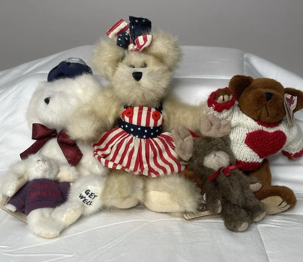 Lot of 5 Boyds Bears Ty Plush Teddy Bears Bunny Moose Patriotic Stuffed Animals